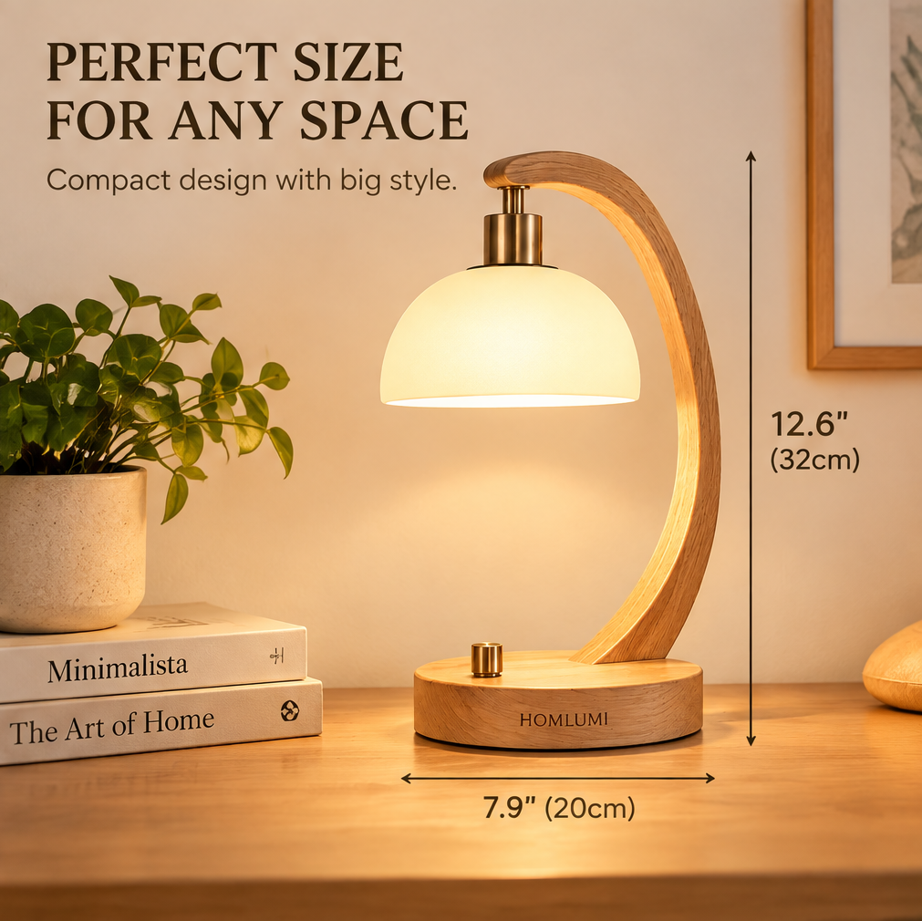 HOMLUMI Nordic Wooden Touch Table Lamp