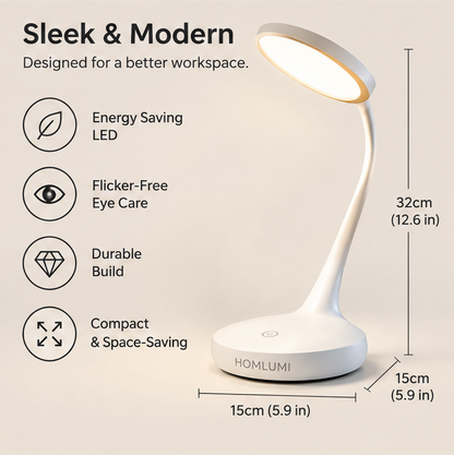 HOMLUMI Modern LED Desk Lamp– Flexible Gooseneck Design