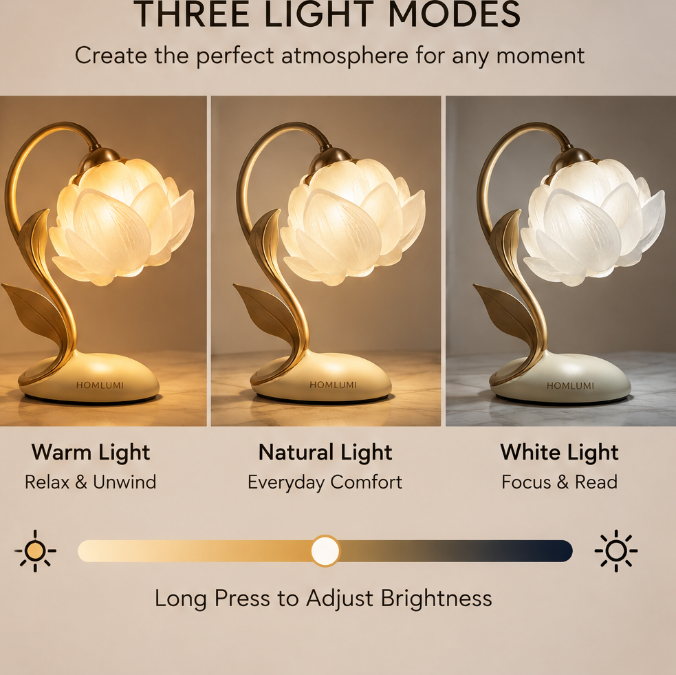 HOMLUMI Lotus Glow Bedside Lamp