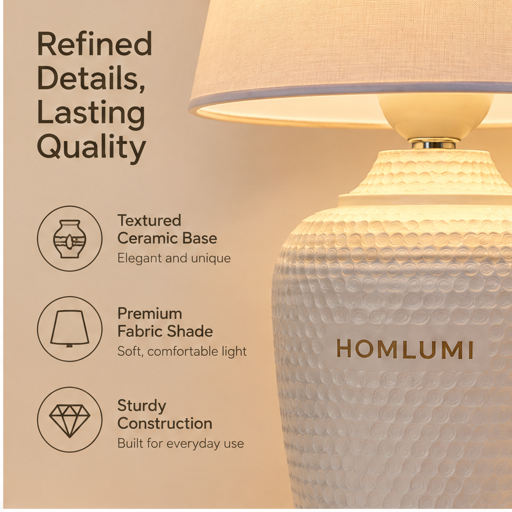 HOMLUMI Ceramic Bedside Table Lamp