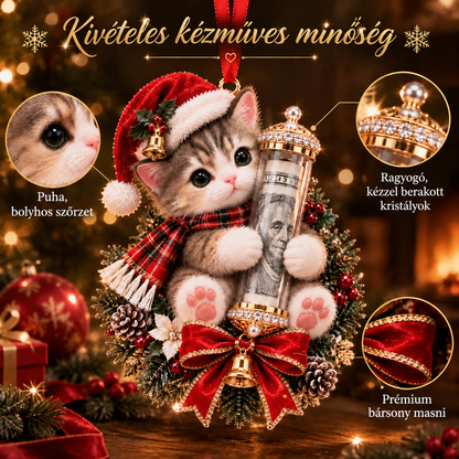 🎄Kalėdinė 50 % nuolaida🎁 Kalėdinis žaisliukas su mielu gyvūnėliu pinigų dovanojimui – šventinės eglutės papuošimas 💵