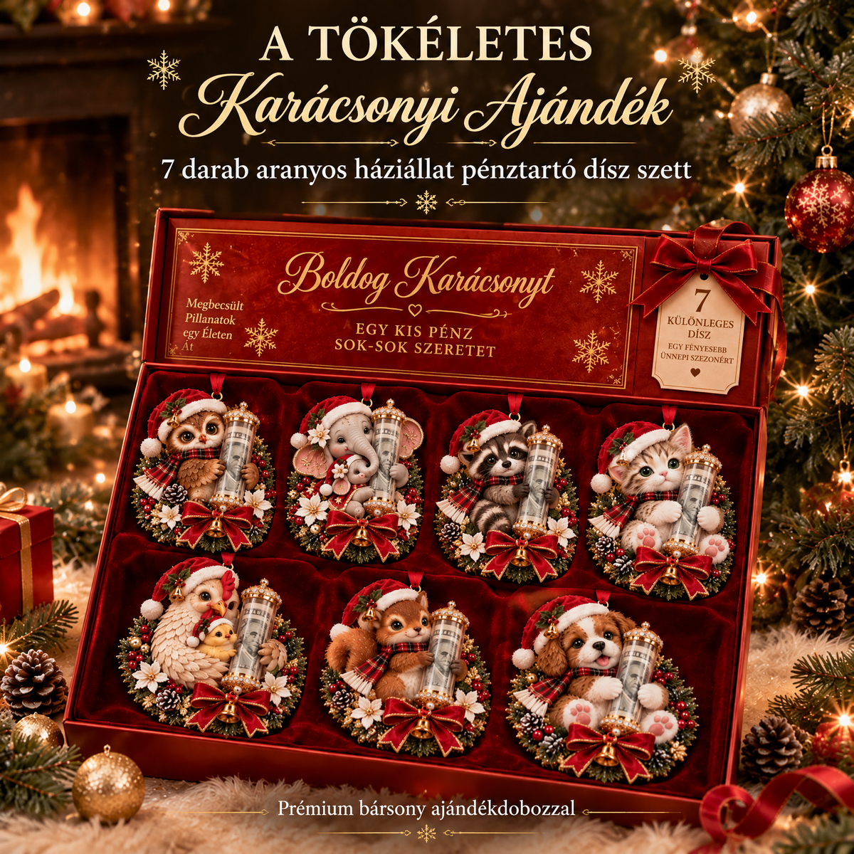 🎄Kalėdinė 50 % nuolaida🎁 Kalėdinis žaisliukas su mielu gyvūnėliu pinigų dovanojimui – šventinės eglutės papuošimas 💵