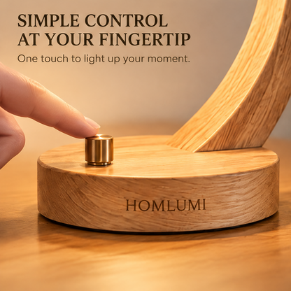 HOMLUMI Nordic Wooden Touch Table Lamp