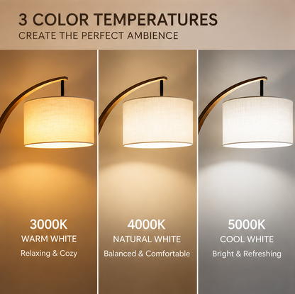 HOMLUMI Modern Arc Floor Lamp – Natural Wood Design