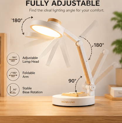 HOMLUMI Multi-Functional Foldable LED Desk Lamp with Pen Holder