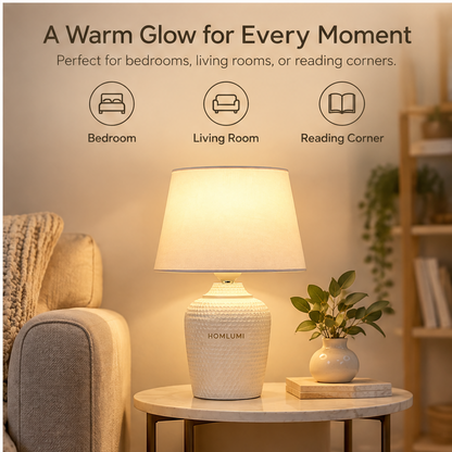 HOMLUMI Ceramic Bedside Table Lamp
