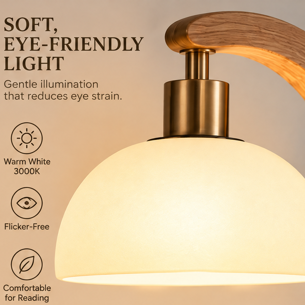 HOMLUMI Nordic Wooden Touch Table Lamp
