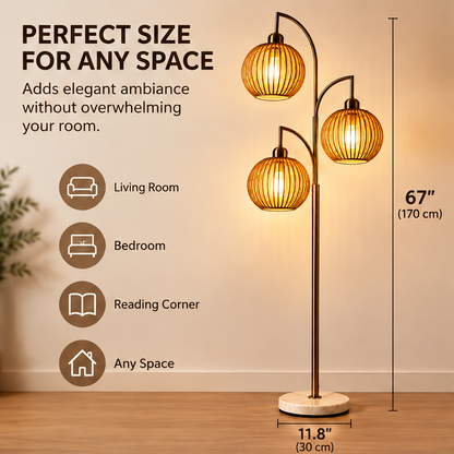 HOMLUMI Luxury 3-Light Marble Floor Lamp