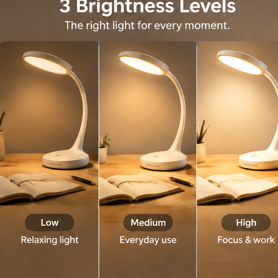 HOMLUMI Modern LED Desk Lamp– Flexible Gooseneck Design