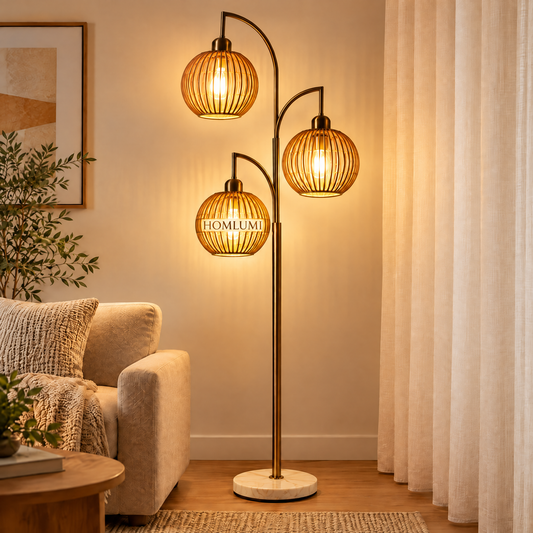HOMLUMI Luxury 3-Light Marble Floor Lamp