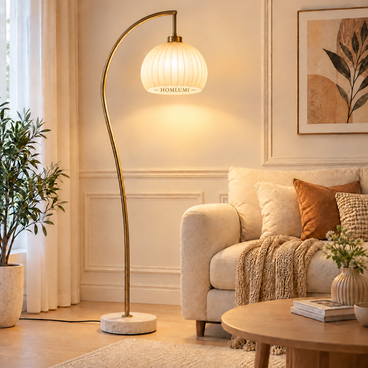 HOMLUMI Elegant Marble Arc Floor Lamp