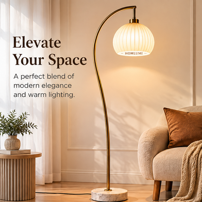HOMLUMI Elegant Marble Arc Floor Lamp