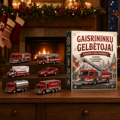 🔥 🎄 SPECIALUS KALĖDŲ PASIŪLYMAS: 50% NUOLAIDA – 🎁 24 dienų transporto priemonių advento kalendorius: susikurkite savo transporto parką 🔥