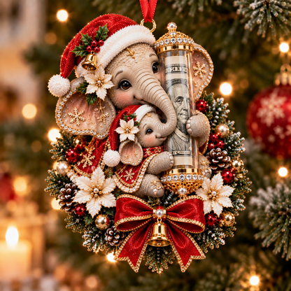 🎄Kalėdinė 50 % nuolaida🎁 Kalėdinis žaisliukas su mielu gyvūnėliu pinigų dovanojimui – šventinės eglutės papuošimas 💵