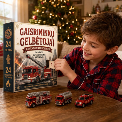 🔥 🎄 SPECIALUS KALĖDŲ PASIŪLYMAS: 50% NUOLAIDA – 🎁 24 dienų transporto priemonių advento kalendorius: susikurkite savo transporto parką 🔥
