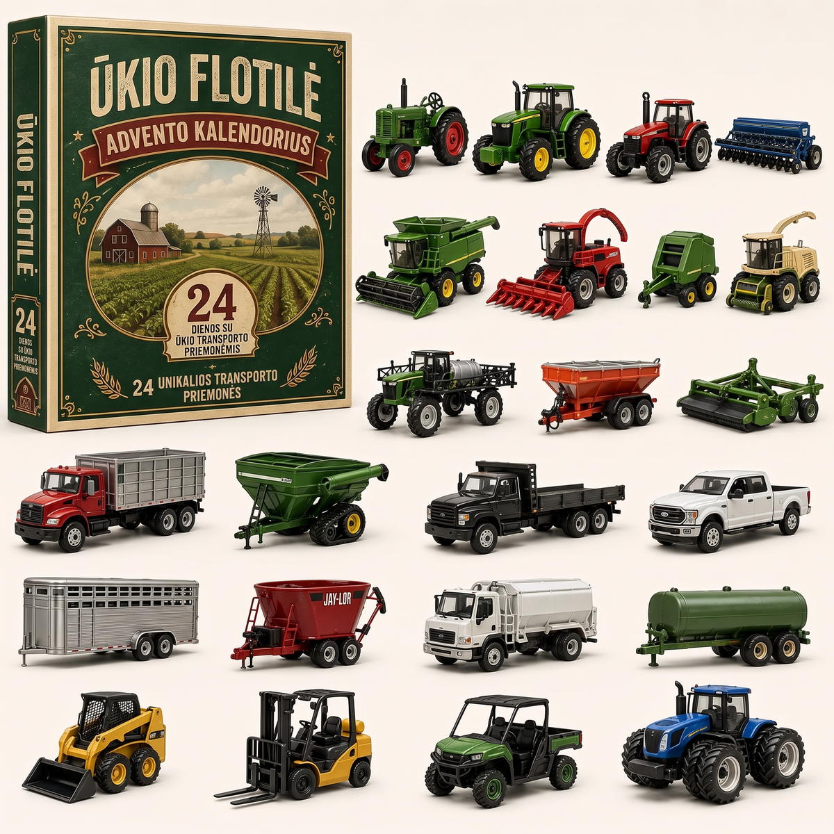 🔥 🎄 SPECIALUS KALĖDŲ PASIŪLYMAS: 50% NUOLAIDA – 🎁 24 dienų transporto priemonių advento kalendorius: susikurkite savo transporto parką 🔥