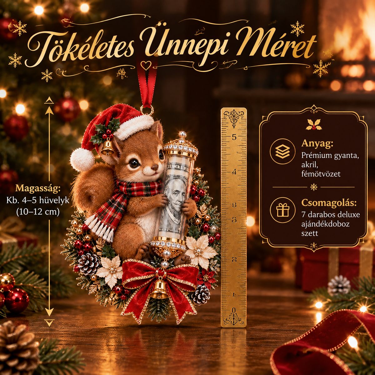 🎄Kalėdinė 50 % nuolaida🎁 Kalėdinis žaisliukas su mielu gyvūnėliu pinigų dovanojimui – šventinės eglutės papuošimas 💵