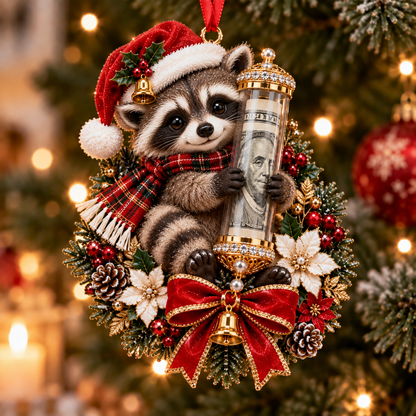 🎄Kalėdinė 50 % nuolaida🎁 Kalėdinis žaisliukas su mielu gyvūnėliu pinigų dovanojimui – šventinės eglutės papuošimas 💵