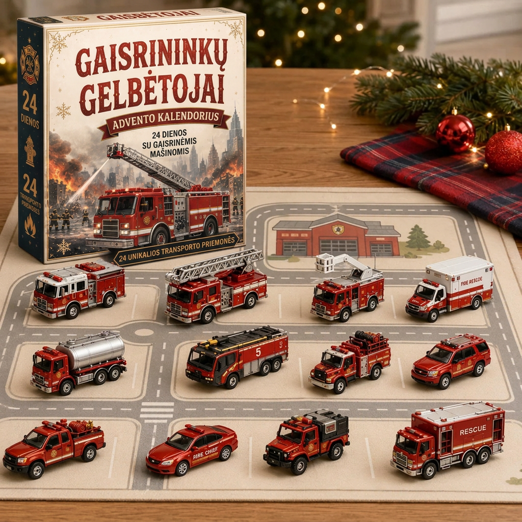 🔥 🎄 SPECIALUS KALĖDŲ PASIŪLYMAS: 50% NUOLAIDA – 🎁 24 dienų transporto priemonių advento kalendorius: susikurkite savo transporto parką 🔥